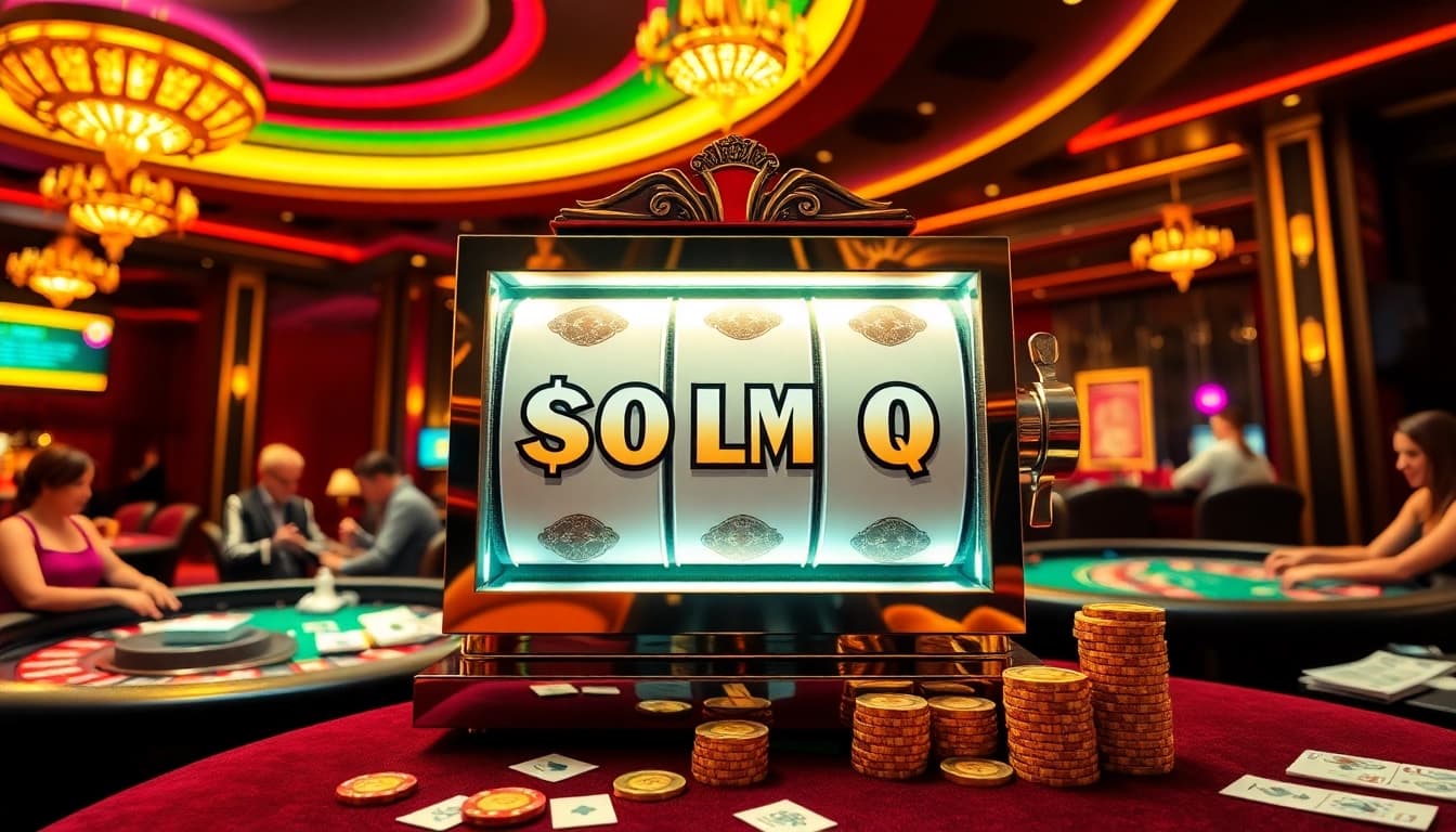 Experience a thrilling slot bonus win amidst an exciting casino environment filled with games and vibrant action.