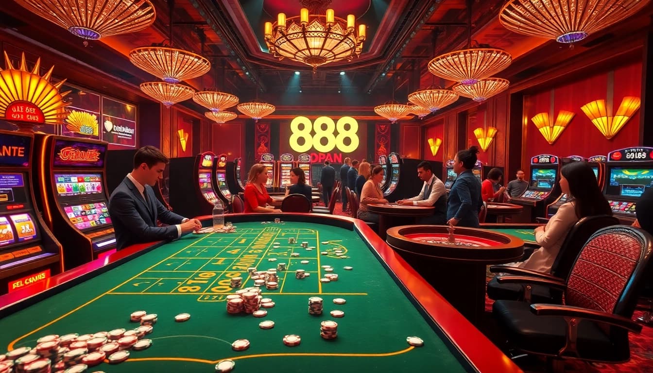 Explore thrilling gameplay at OPEN 88 casino, featuring luxurious tables and exciting slot machines.
