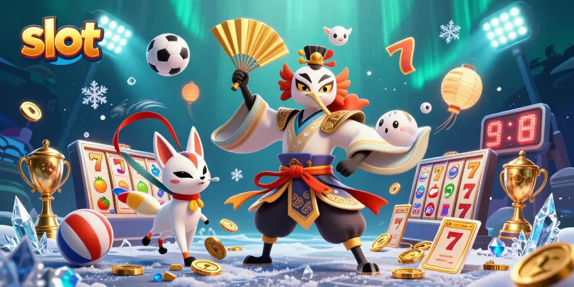 Mainkan slot dengan karakter kabuki dan simbol jackpot berkilauan