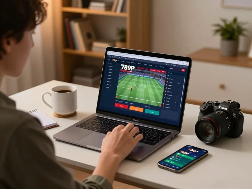 Player engaging with the 789P betting app for online gambling with a focused expression.