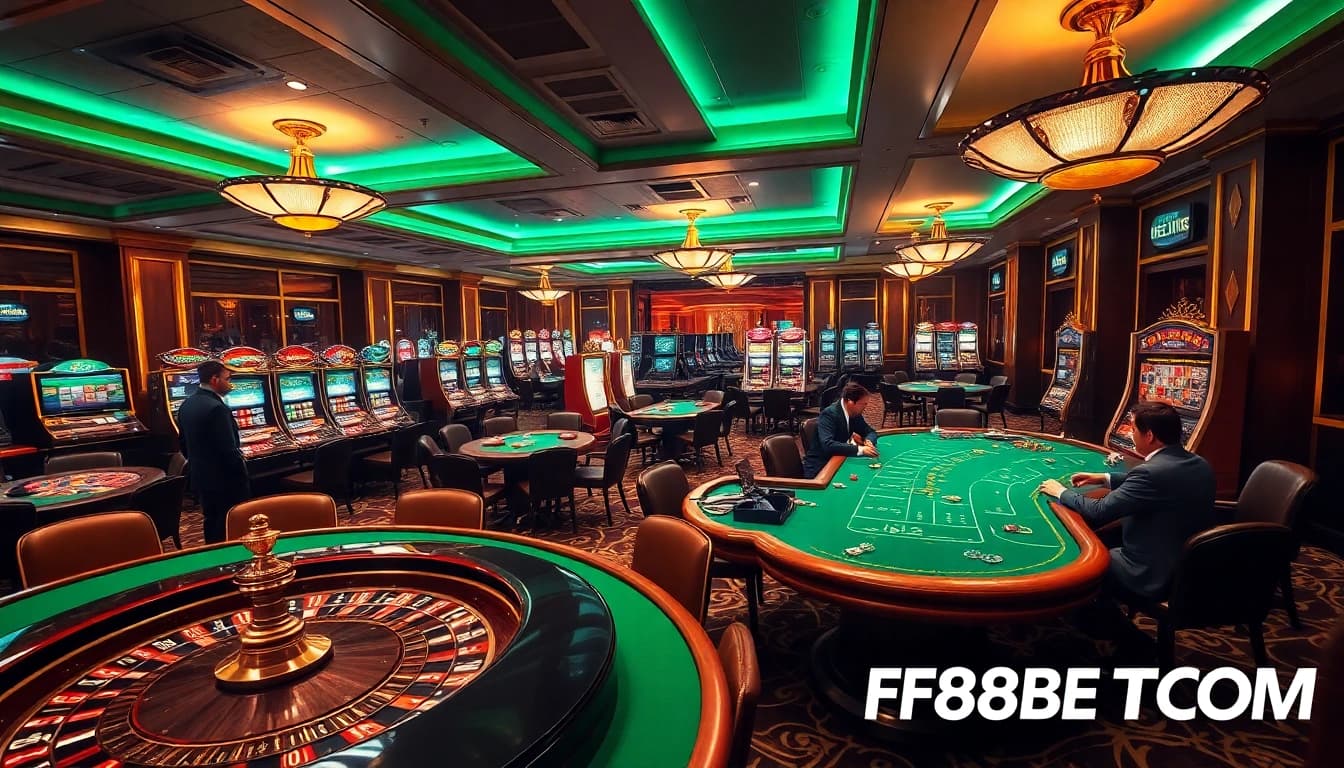 Players enjoying the excitement of games at F8BETCOM's luxurious casino setting.