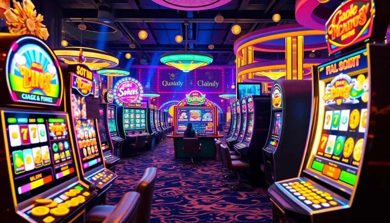Engaged players enjoying thrilling Slot Online games amid a vibrant casino atmosphere.