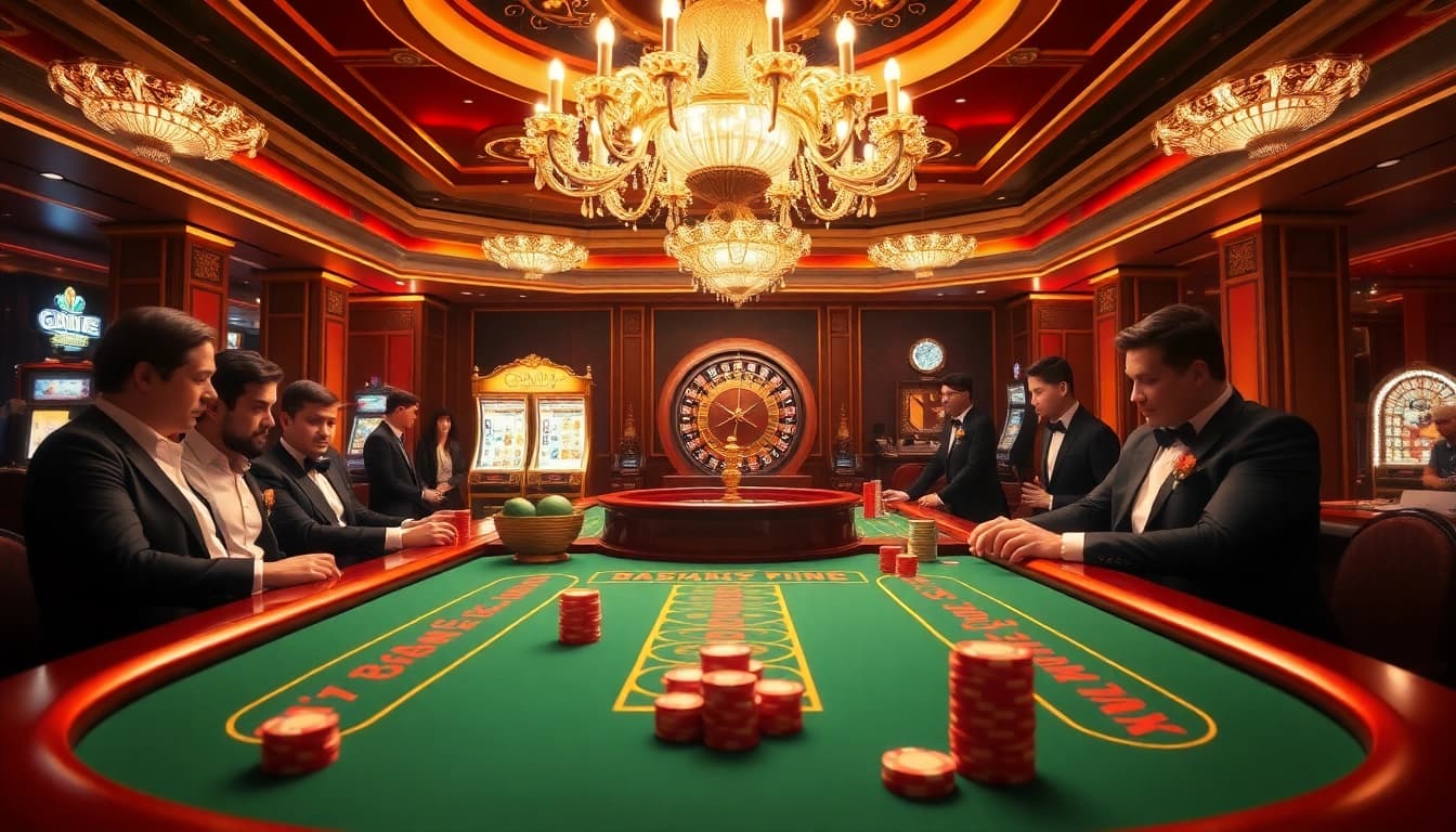 Experience thrilling baccarat action at https://xx88.us/ in a luxurious casino setting with elegant players and vibrant gameplay.