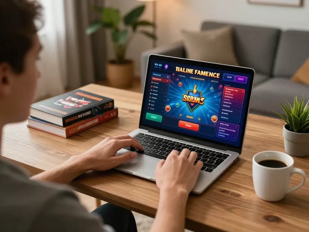 Engaging in online casino gameplay with BK8 at a cozy home setup, focused on gaming strategy.