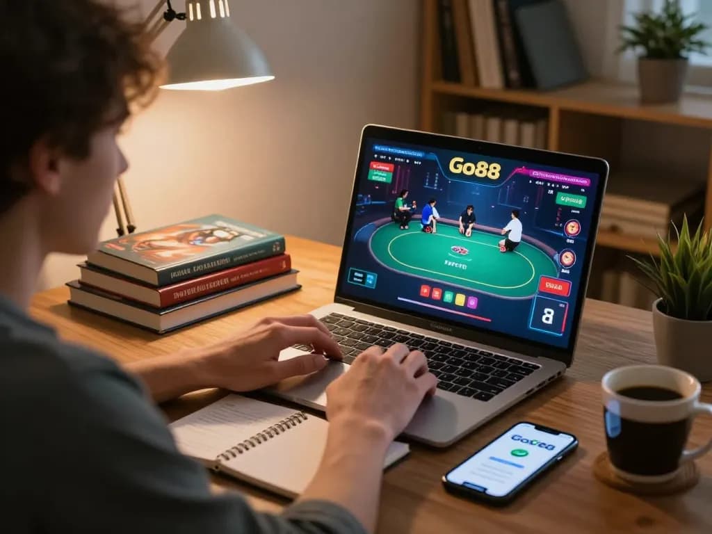 Experience the excitement of playing Go88 poker online with a cozy home setup and strategy notes.