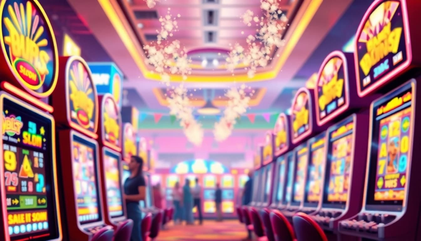 Discover the best online slots with vibrant casino slot machines and excited players.