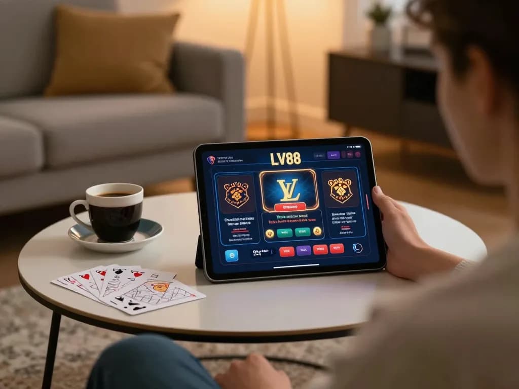 Engaging online gaming scene with LV88 casino interface, showcasing responsible betting context