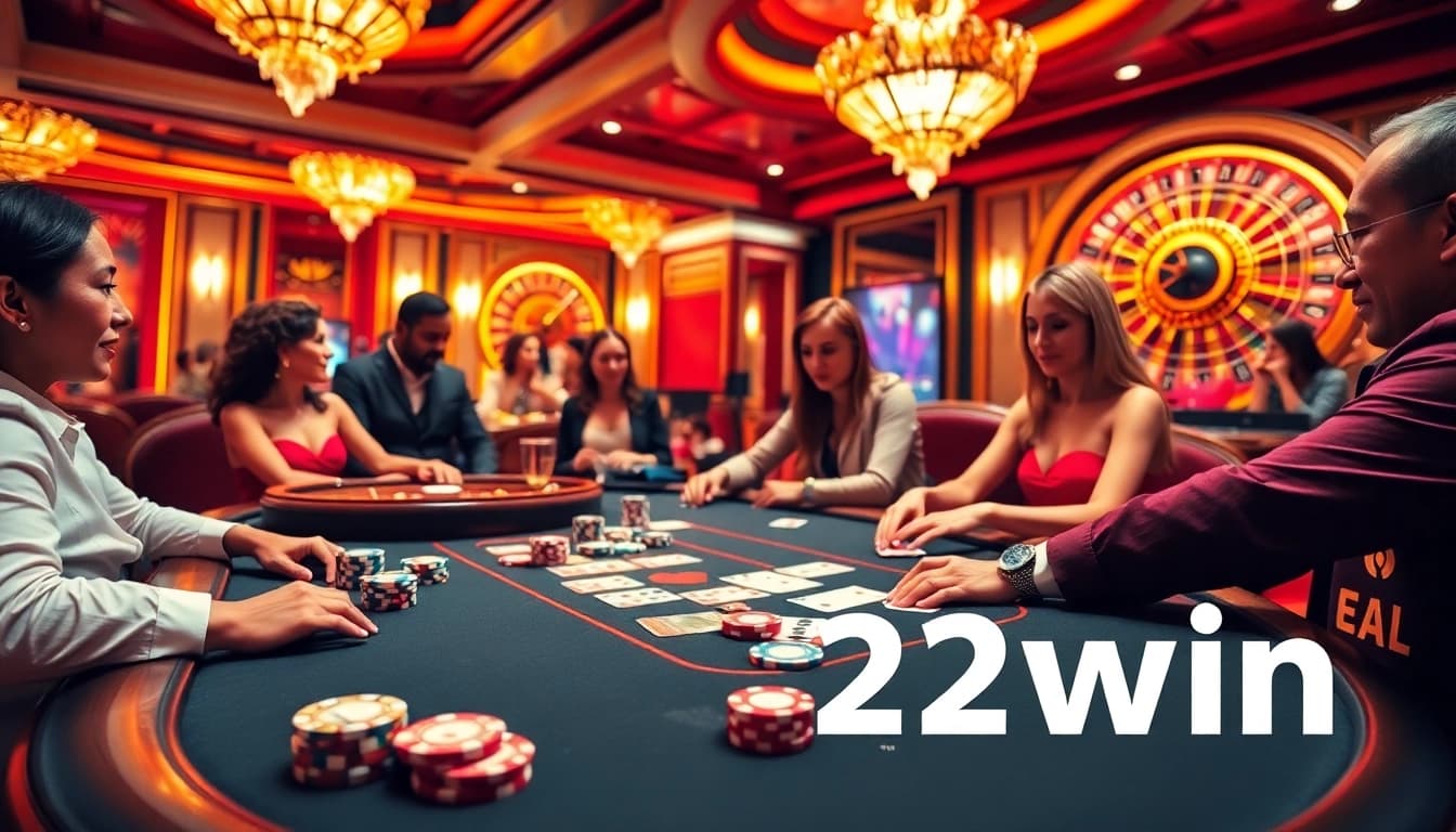 Players testing their skills in a high-stakes poker game at a 23win casino.