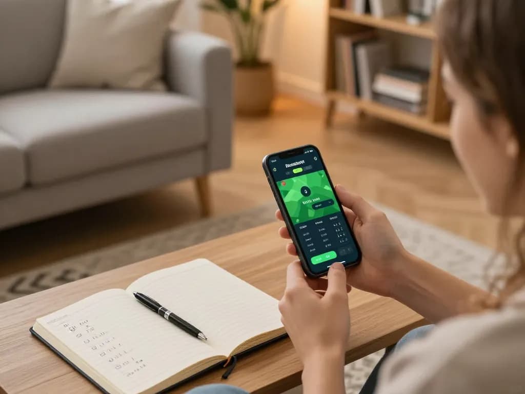Soi kèo featured on a smartphone as a person engages in sports betting from home