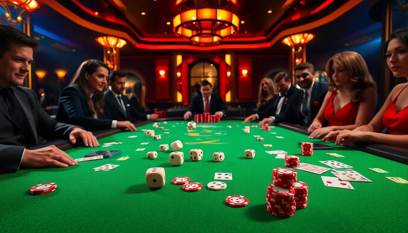 Experience the thrill of high-stakes gaming at ok365 with vibrant poker tables and intense action.