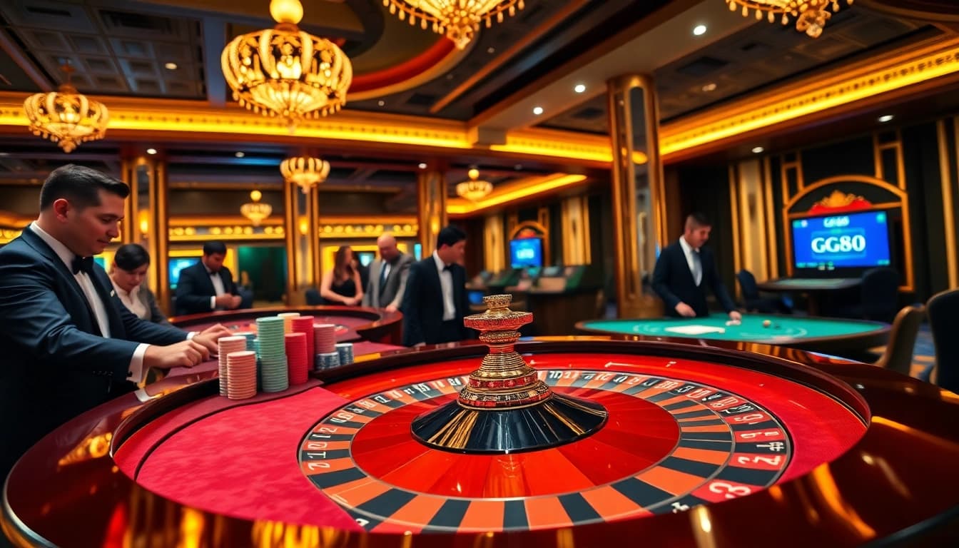 Experience the thrill of GG88 with vibrant roulette gameplay surrounded by excitement.