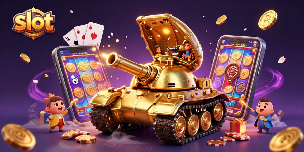 Experience the thrill of slot gaming with vibrant visuals featuring slots, coins, and lively casino elements.