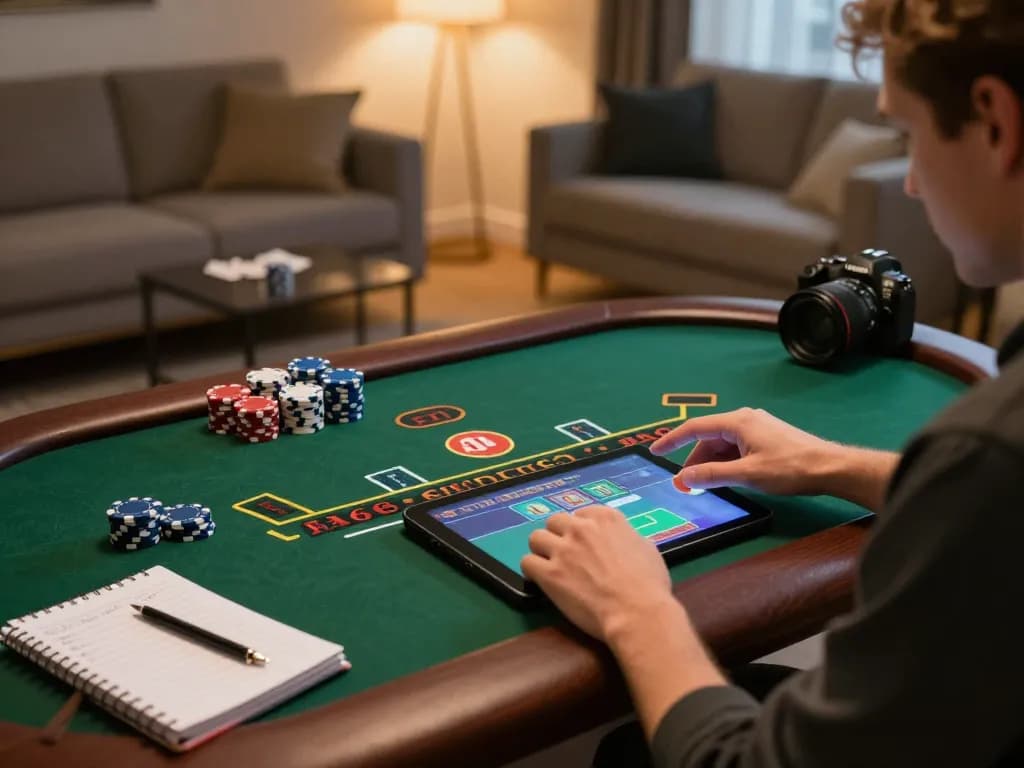Player engaging in live dealer blackjack game on tablet at https://shbetac.co in cozy living room setting