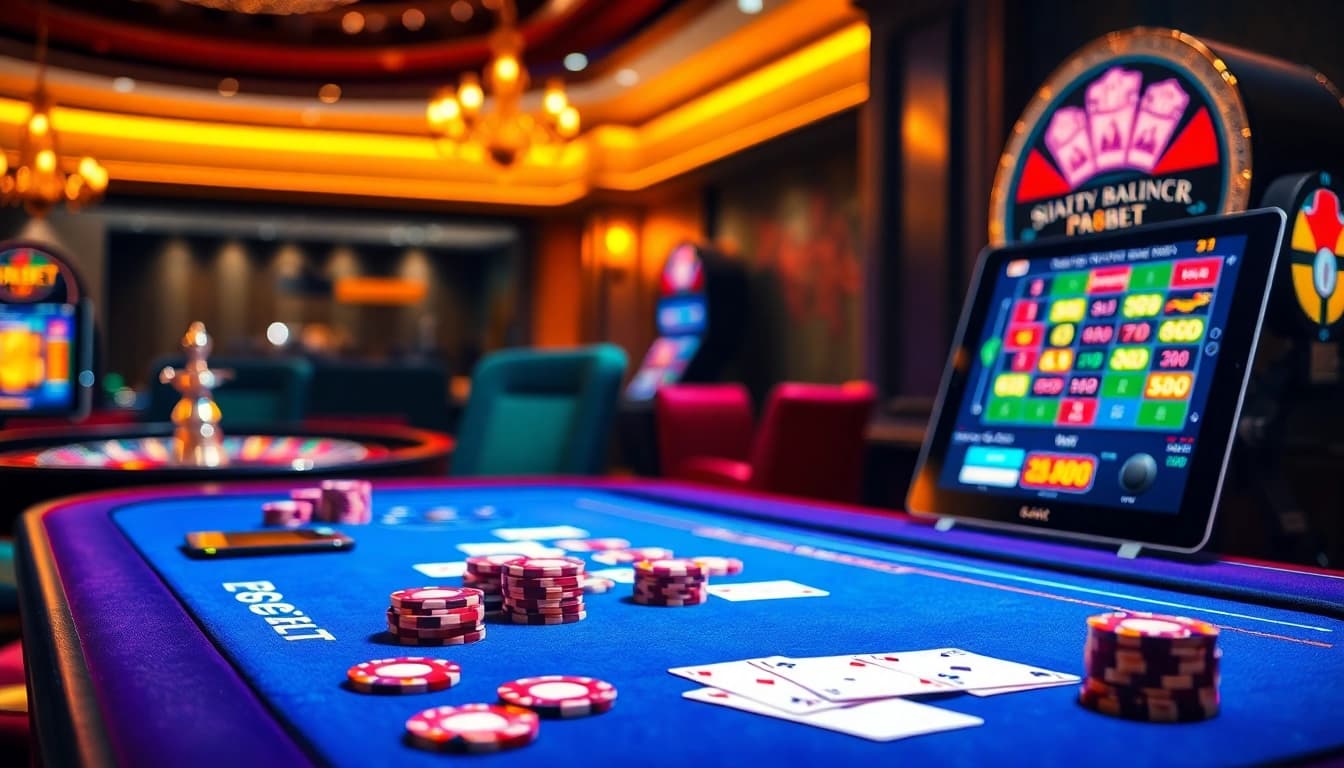 Experience the thrill of F8bet at a luxurious casino table filled with vibrant poker chips and cards.