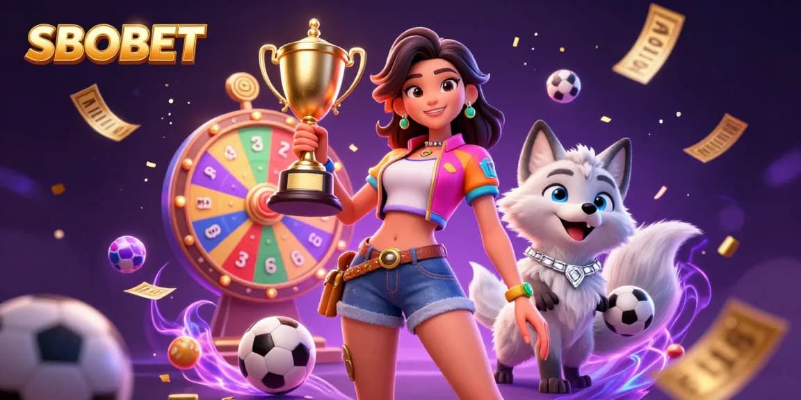 SBOBET sports betting action illustration with vibrant sports elements, depicting excitement in gaming.