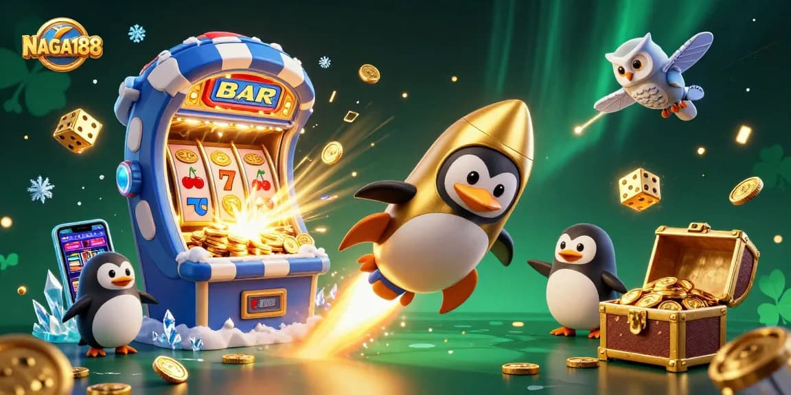 NAGA188 menawarkan permainan slot menarik dengan penguin emas dan jackpot mengagumkan.