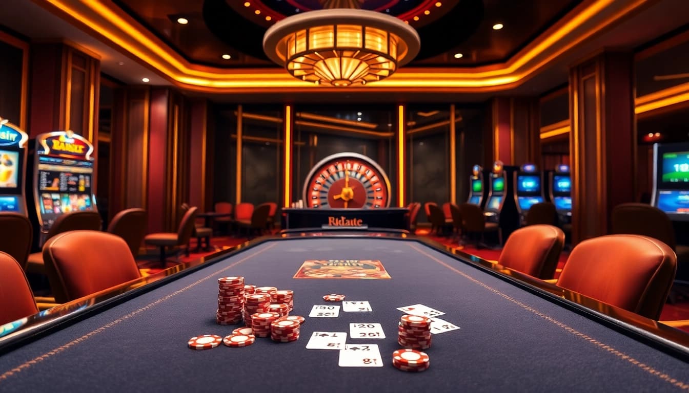 Experience high-stakes action at https://kk55.boutique/ with vibrant poker tables and spinning roulette wheels.