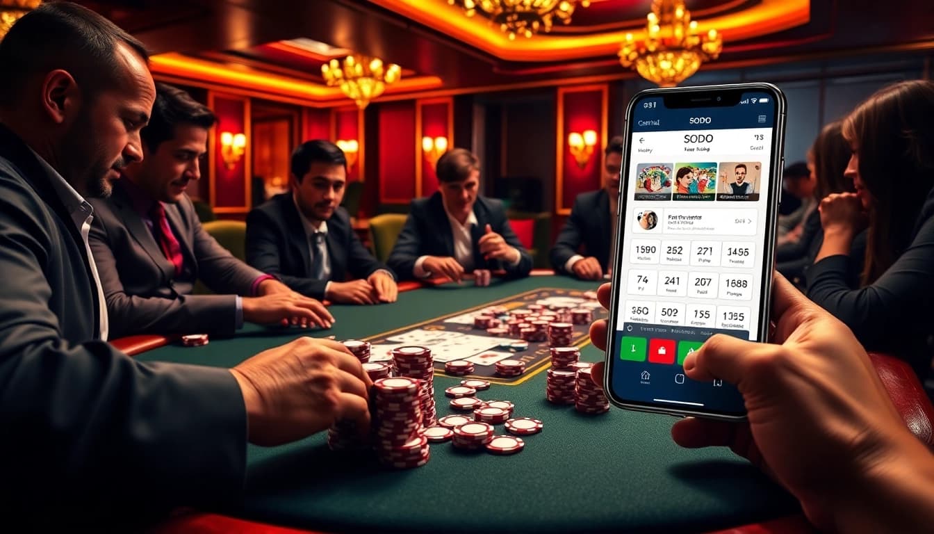 SODO showcases an exciting high-stakes poker game with lavish casino details and vibrant ambiance.