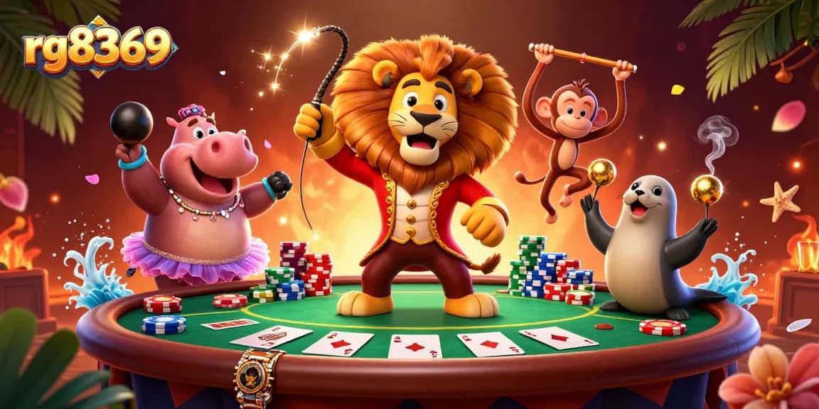 Experience thrilling gaming at rg8369 with vibrant circus characters and rich casino elements