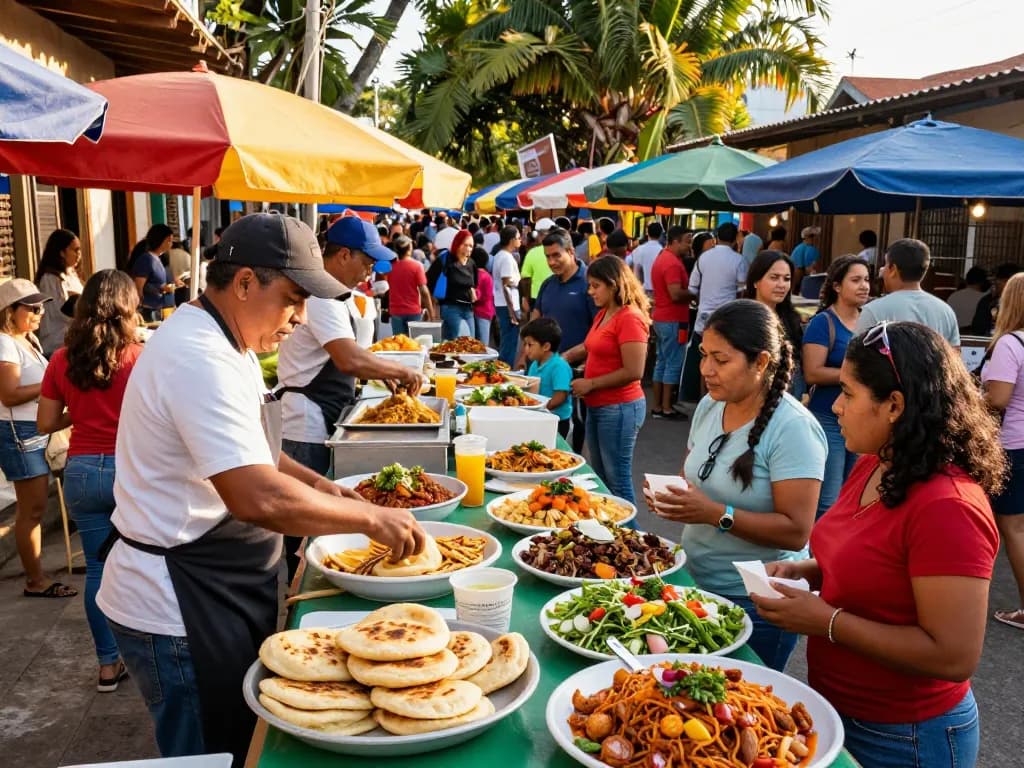 PLANET88 enjoying fresh arepas at a vibrant Colombian street food market