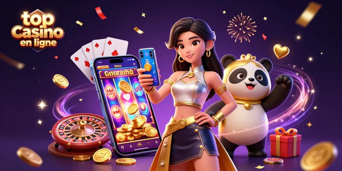 Engaging illustration showcasing top casino en ligne with a player and interactive gaming elements