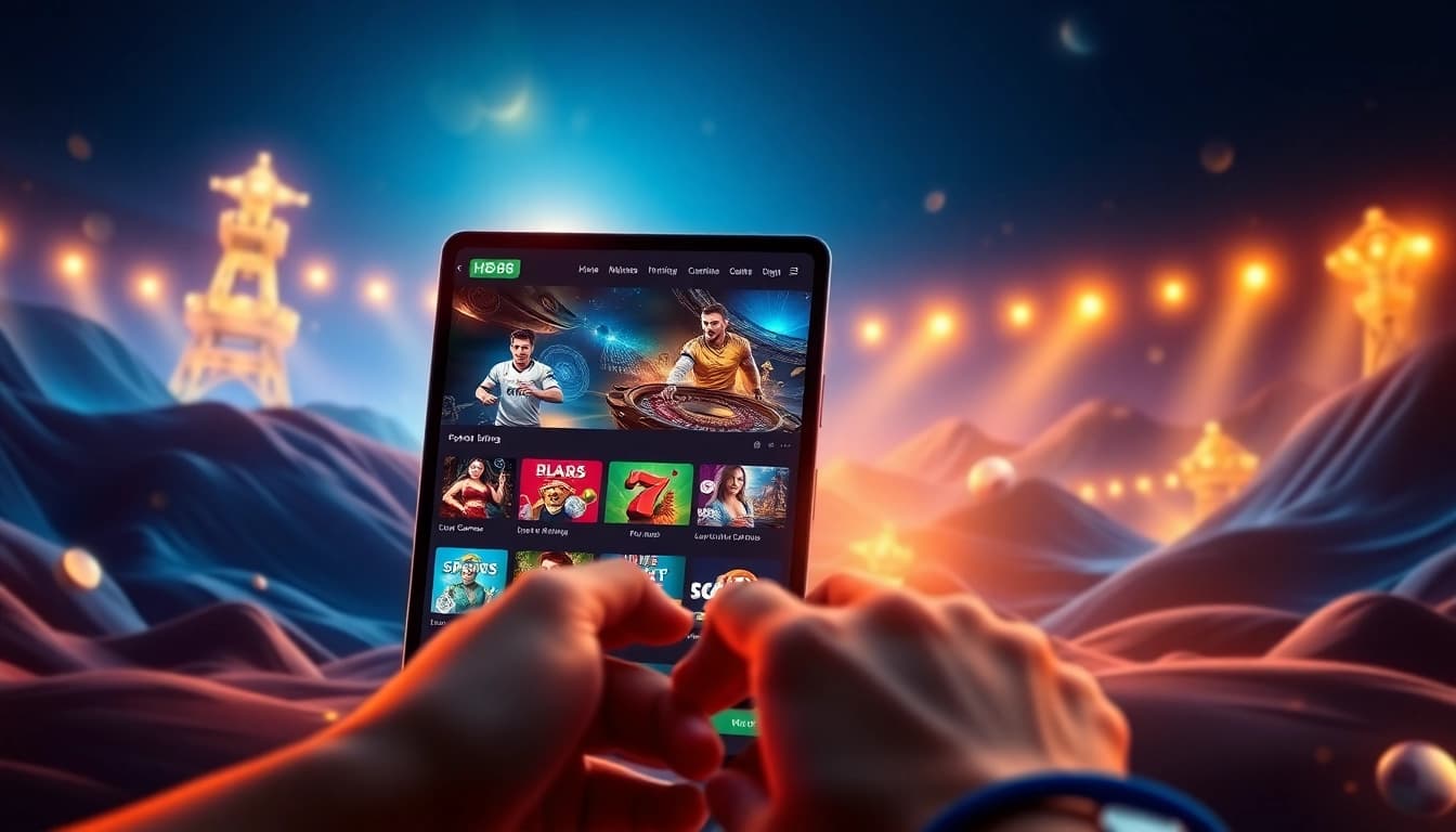 HB88 online gambling platform interface showcasing exciting games and user-friendly design.