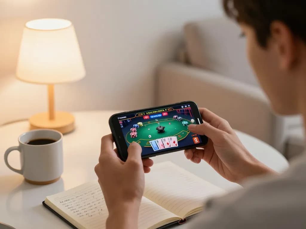 Player engaging with live casino game on smartphone at home while using SC88 platform.