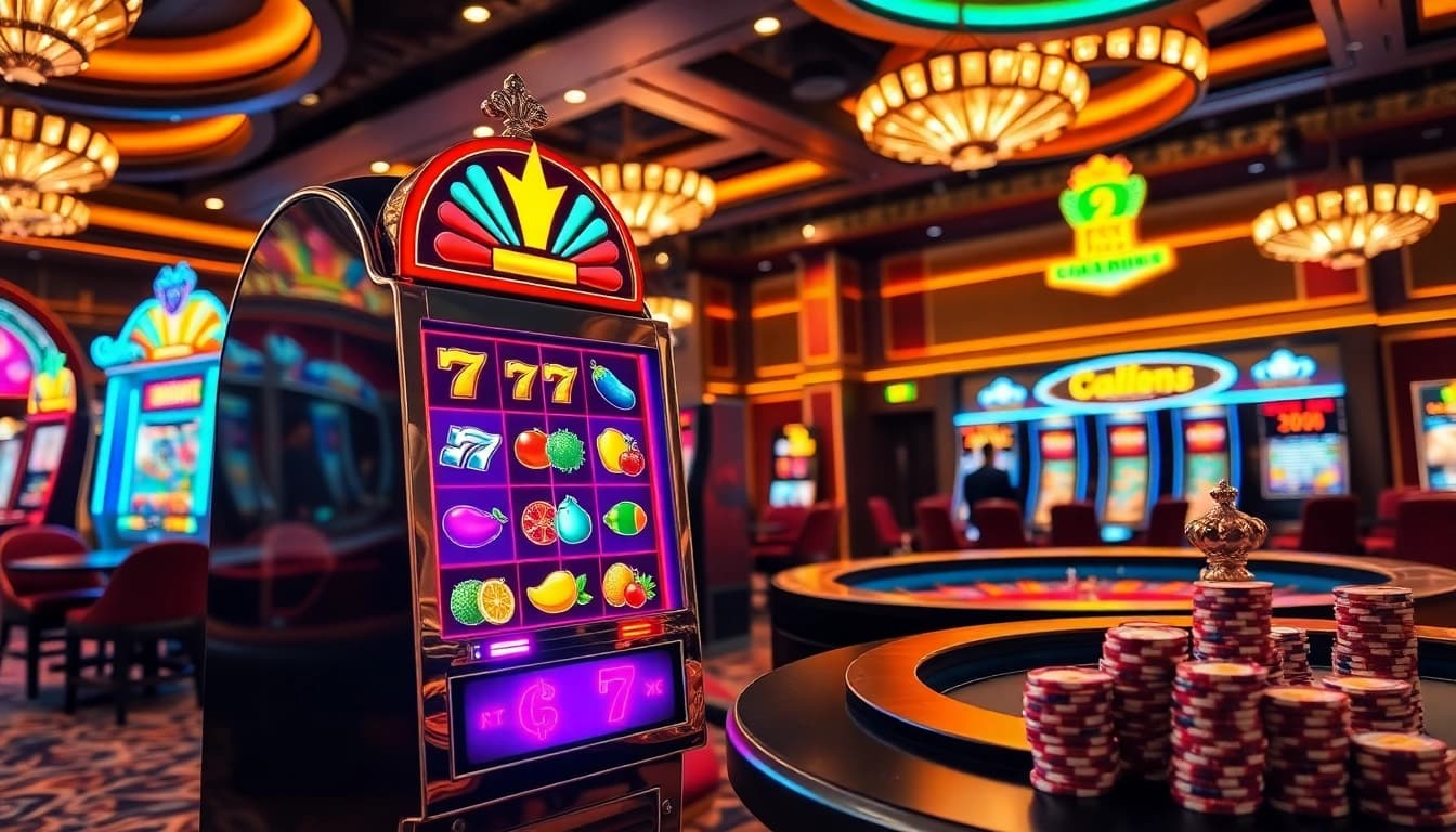 Engaging 'slot gacor' backdrop showcasing a vibrant casino scene filled with excitement and luxury.
