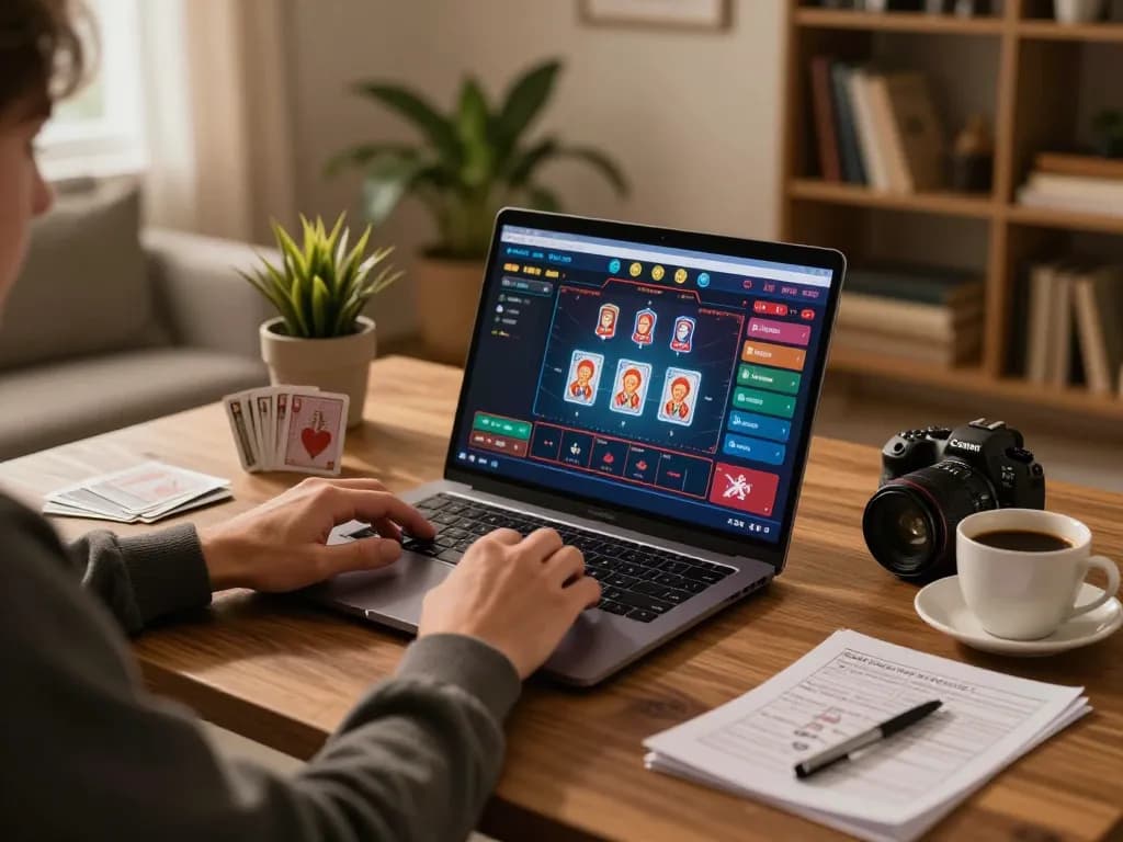 Engaging in online casino gameplay at LV88.com on laptop with strategic notes nearby.