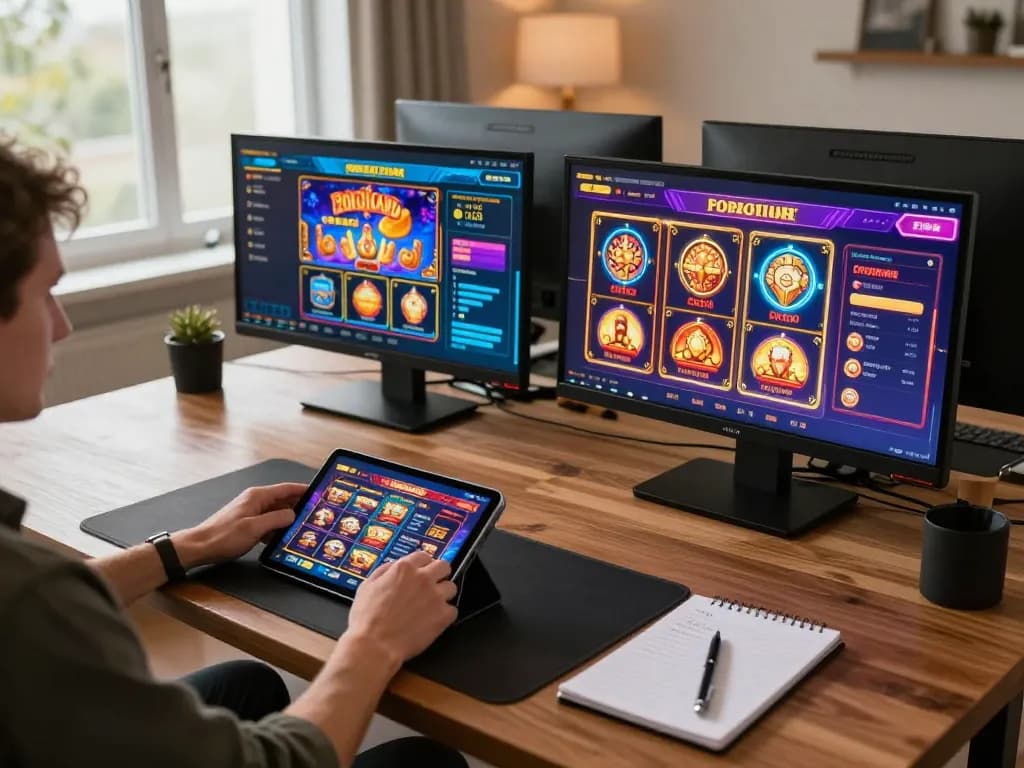 Engaging in online casino gaming at home with nhà cái uy tín Nk88 on tablet, focusing on strategic bets.