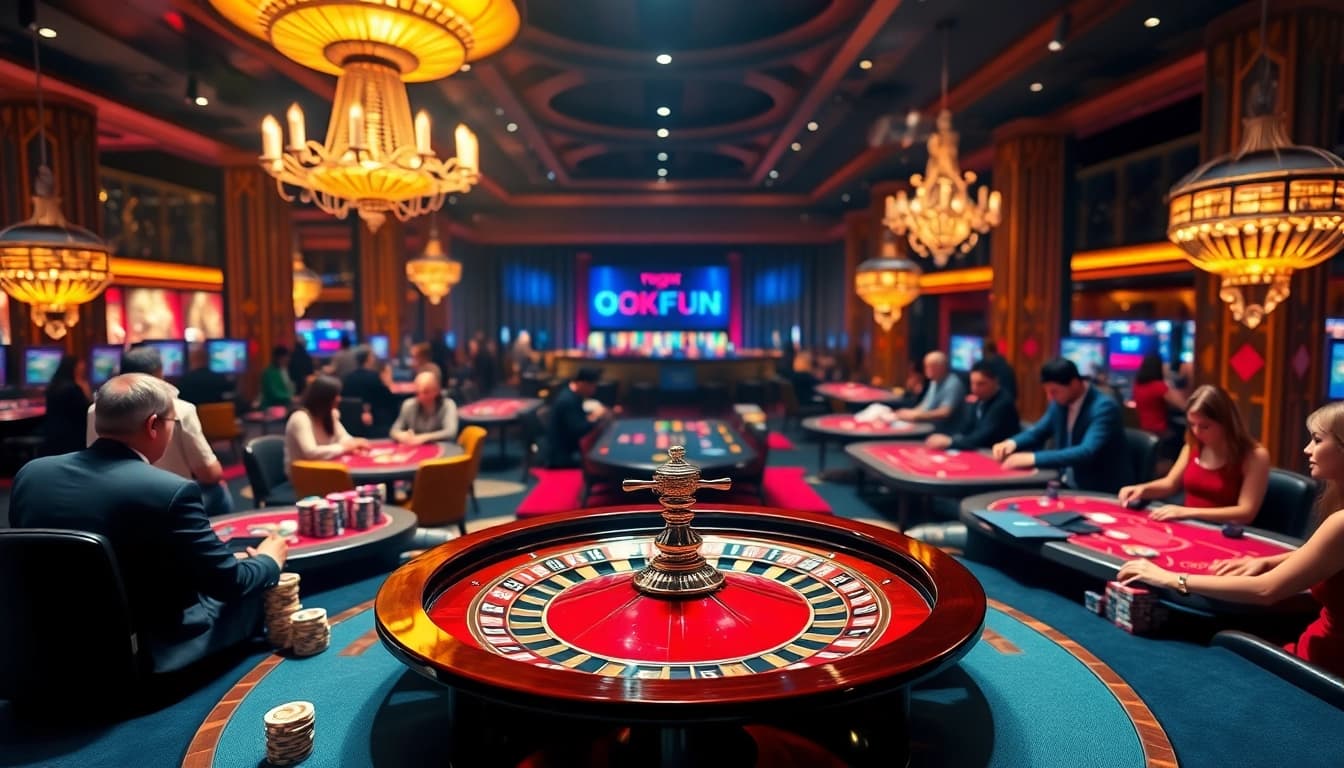 Experience excitement with OKFUN and vibrant casino games at a luxurious gambling scene.