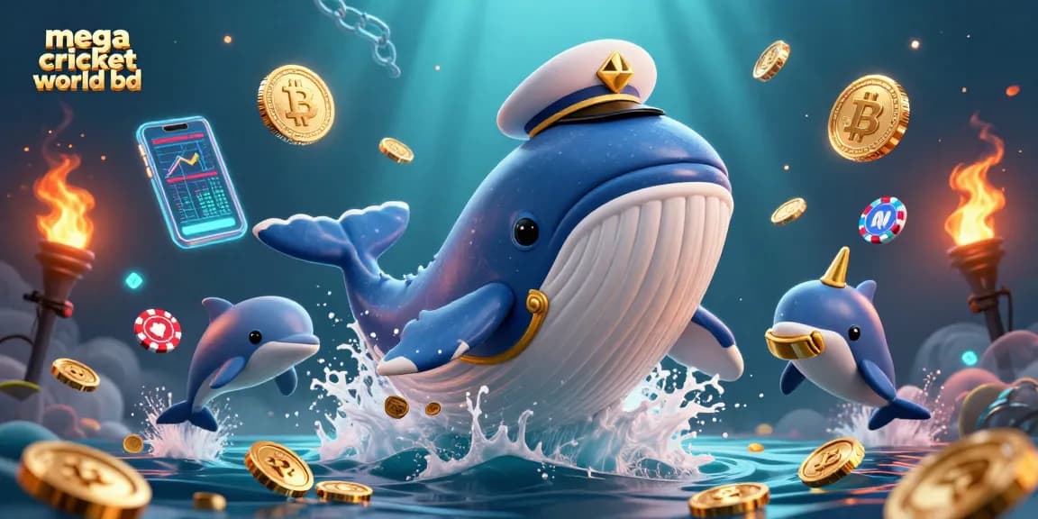 Experience dynamic betting with mega cricket world bd featuring playful dolphins and a golden whale in action.