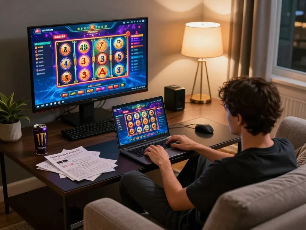 Experience excitement at home playing online casino games with ทางเข้า m106 on a stylish gaming setup.