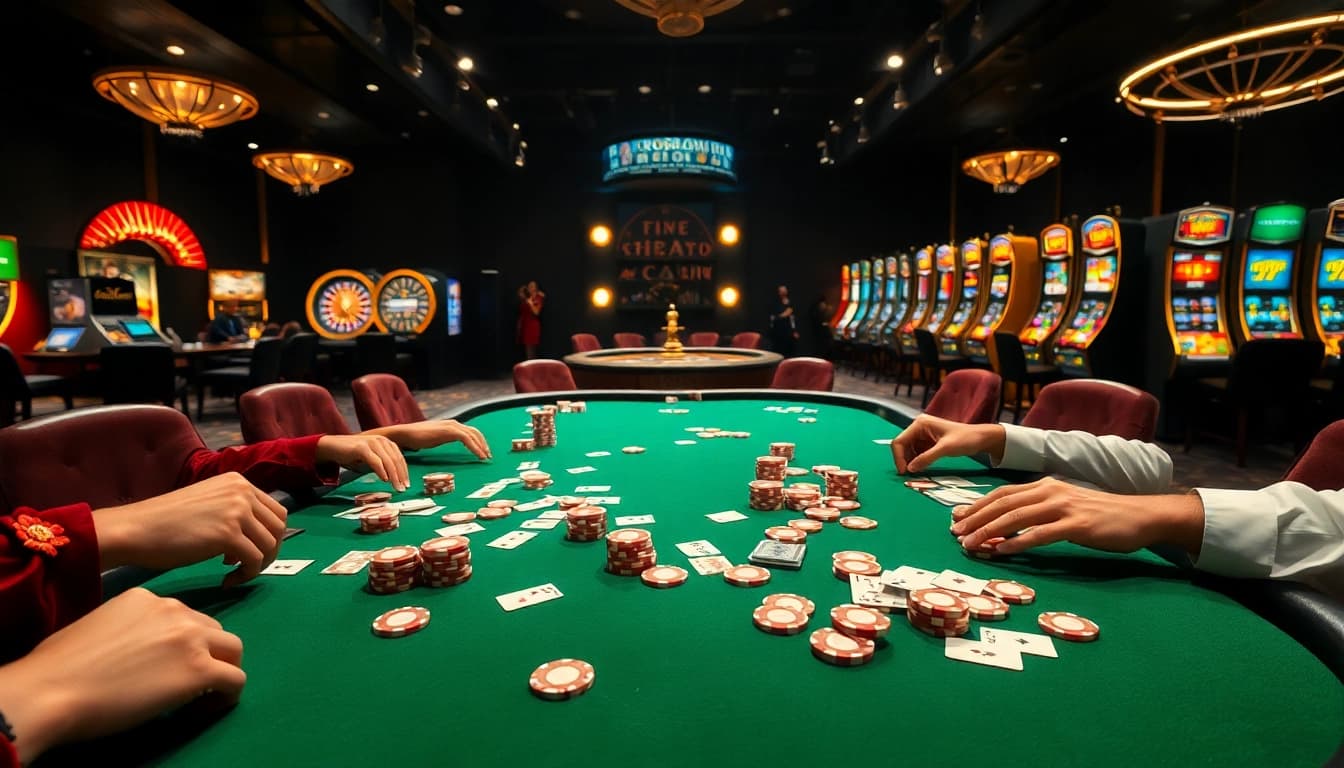 Engage in the thrilling world of game bài đổi thưởng at a luxurious casino table.