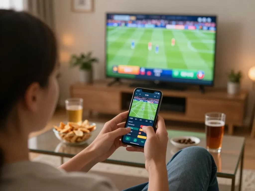 Engaging in sports betting on smartphone with live odds during a match at Trang Chủ F168.