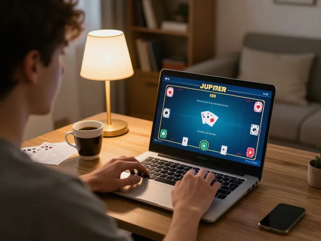 Bet88 online gambling session on a laptop with strategic notes and cozy home atmosphere