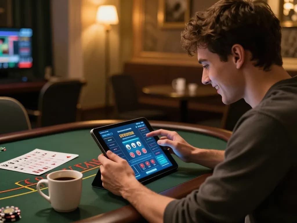 Engaged player enjoying blackjack on 100VIP platform while practicing responsible gaming