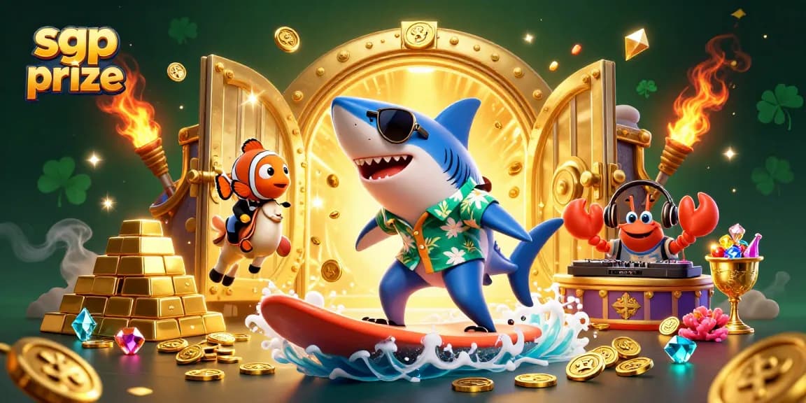 Catch the excitement of the sgp prize with a playful 3D scene featuring unique ocean characters and dazzling treasures.