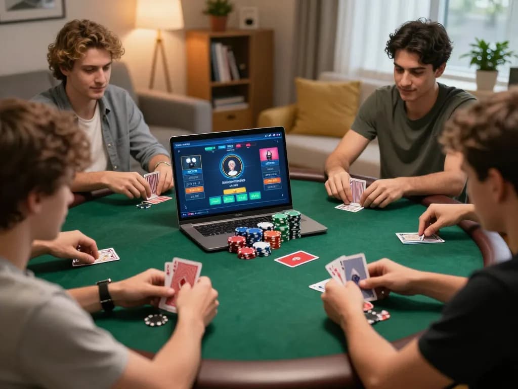 MMOO players engaged in an online poker game, showcasing strategic gameplay and cozy ambiance