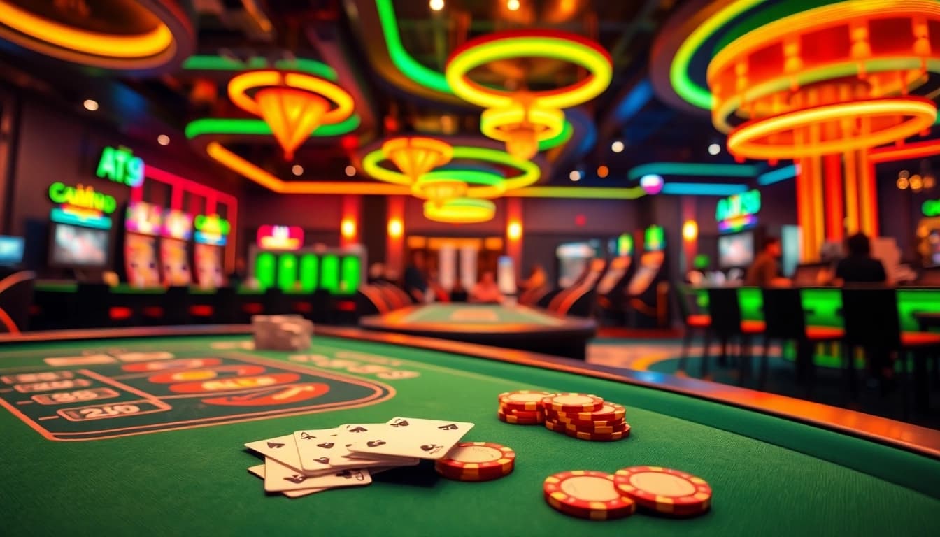 Engage with the vibrant world of AT99 through an energetic casino gaming setup.