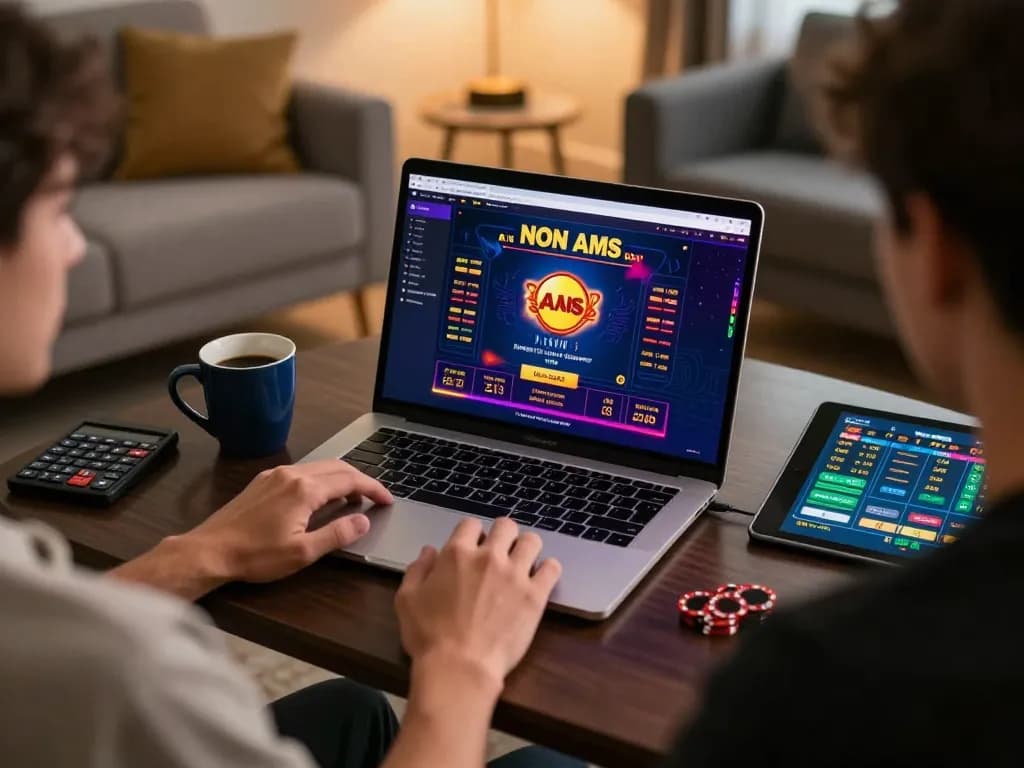Engaging gameplay at non AAMS casinos on a laptop interface showcasing vibrant betting options in a cozy home setting