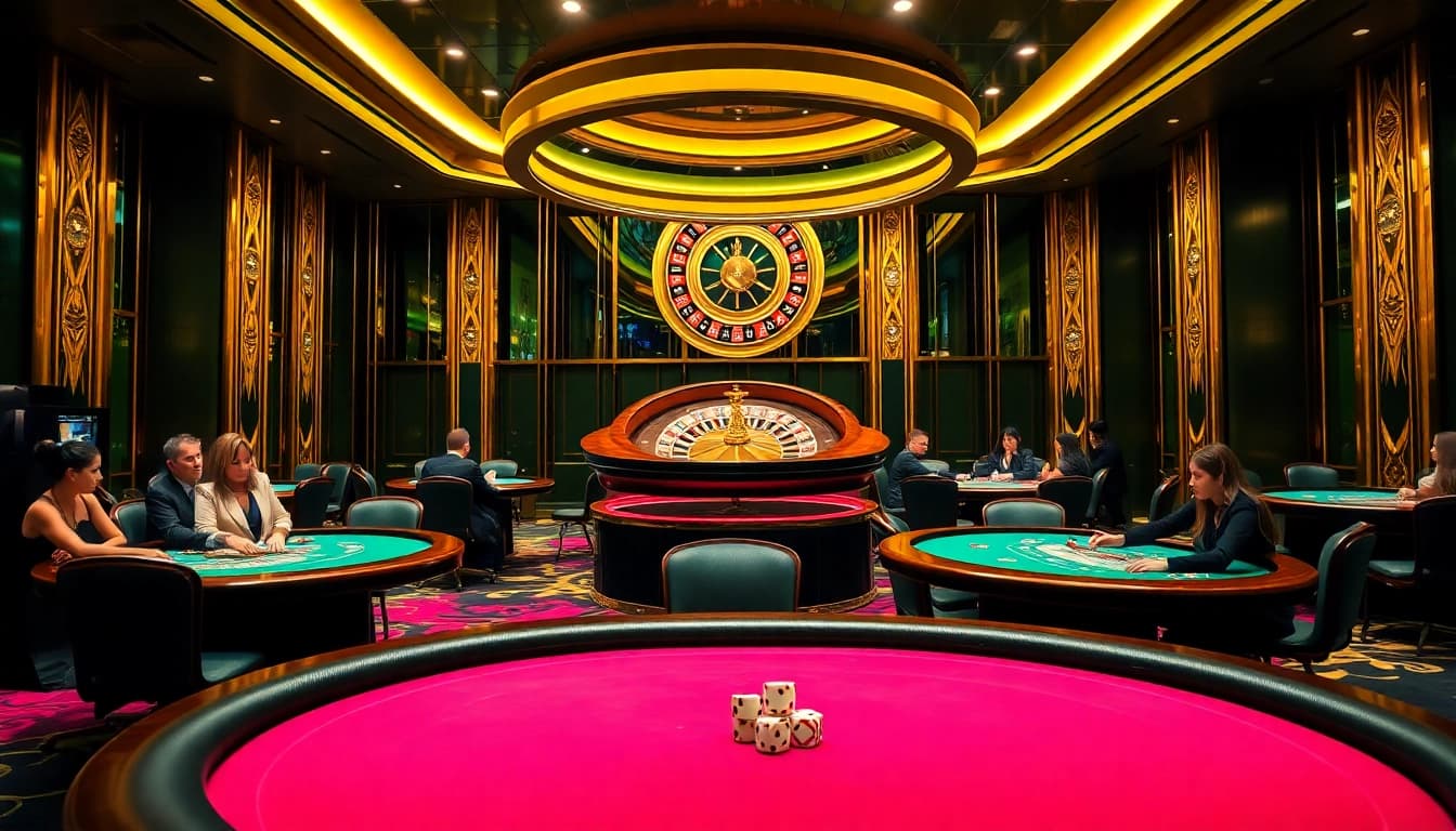 Players enjoying high-stakes poker at the vibrant XX88 casino gaming floor.