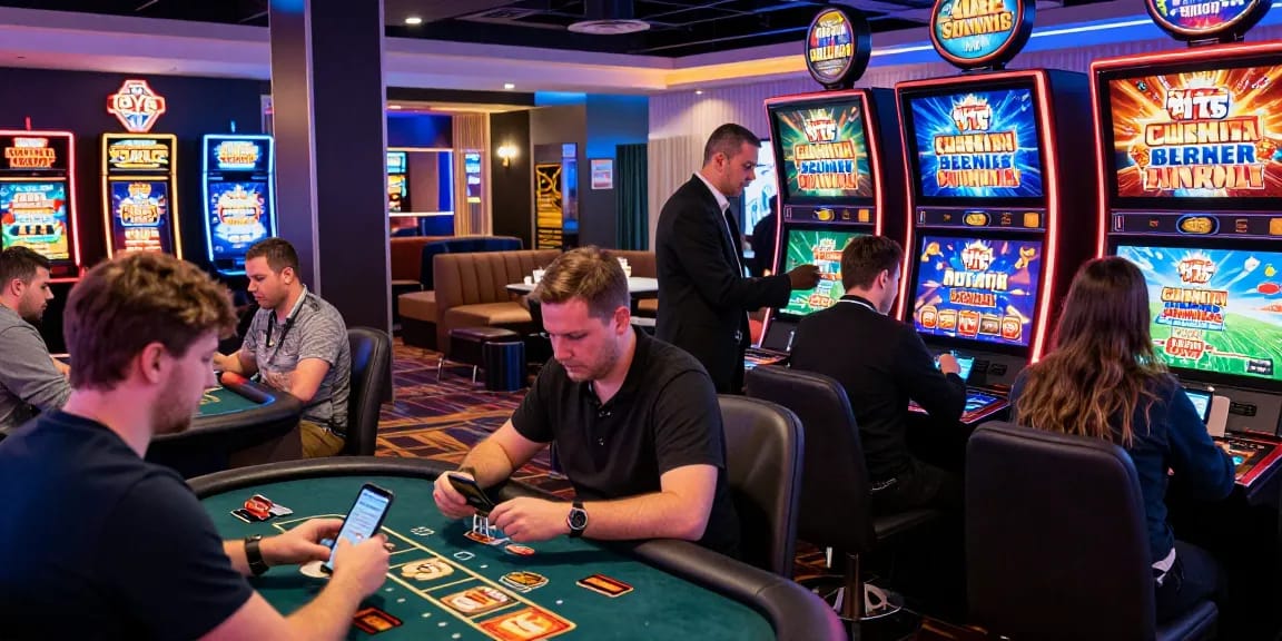 Exciting scene from https://ibn.org.uk featuring players enjoying credit card casino games and promotions in a vibrant environment.