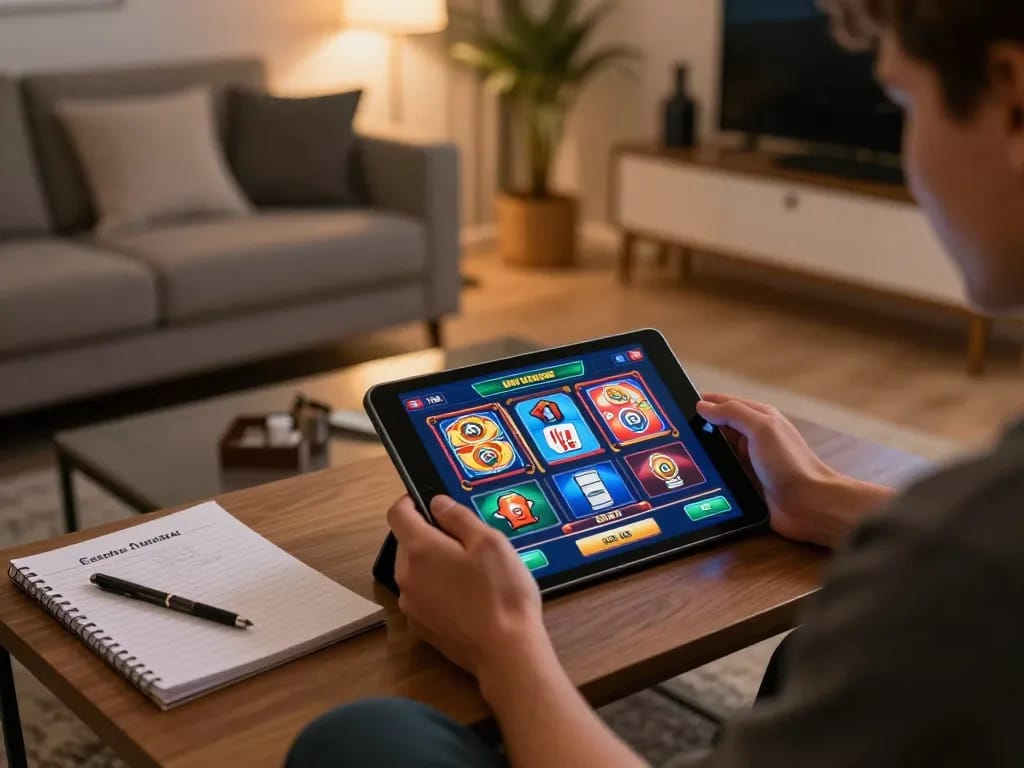 Engaging in online gaming at south african casinos from a cozy home setup with vibrant interface.