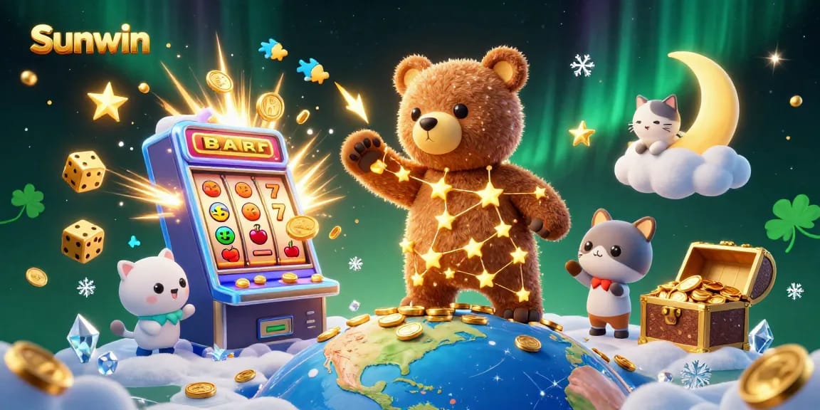 Experience the thrill of Sunwin with a vibrant 3D illustration capturing the excitement of jackpot wins!