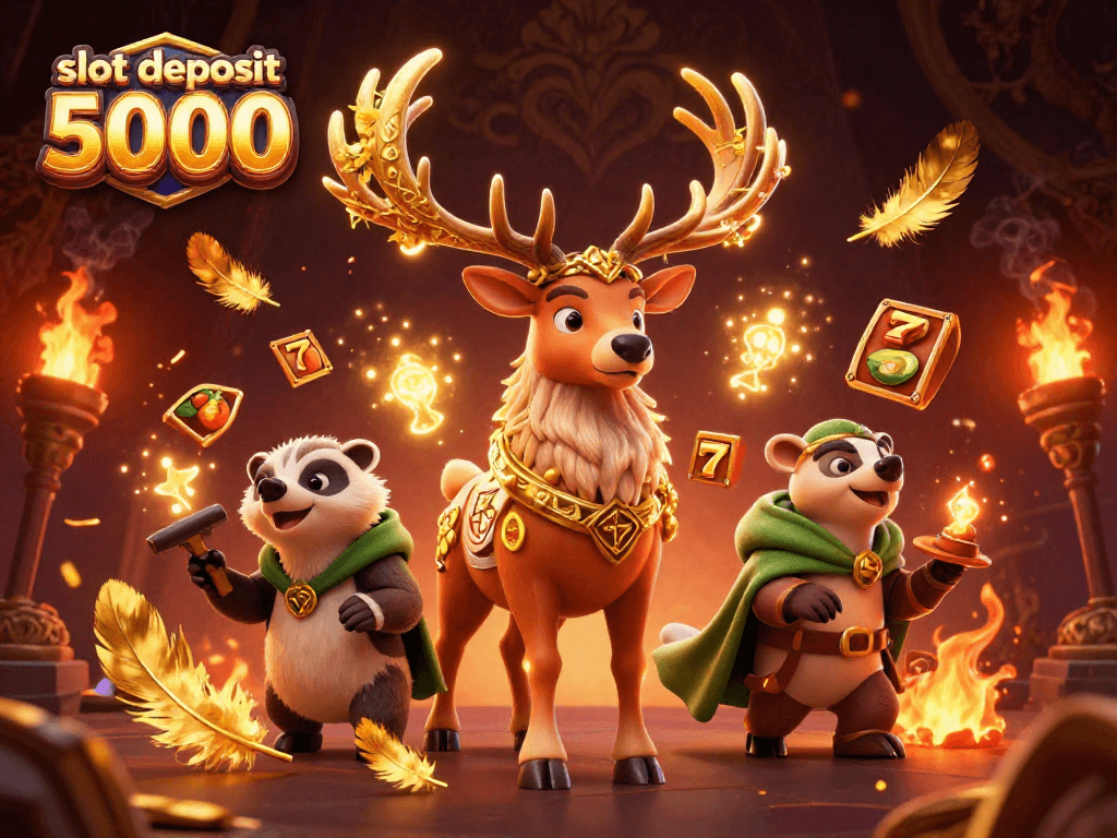 Experience the thrill of the slot deposit 5000 with vibrant 3D casino characters and dynamic game elements.