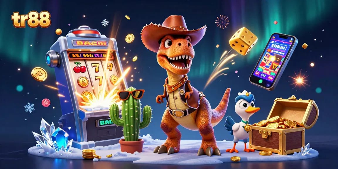 Win big at tr88 with energetic 3D cartoon characters celebrating casino jackpots!