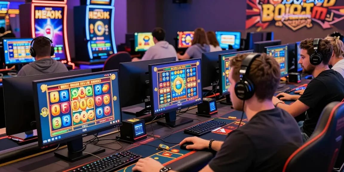Engaged players enjoying bonus buy slots in a vibrant online casino environment with dynamic graphics and excitement.