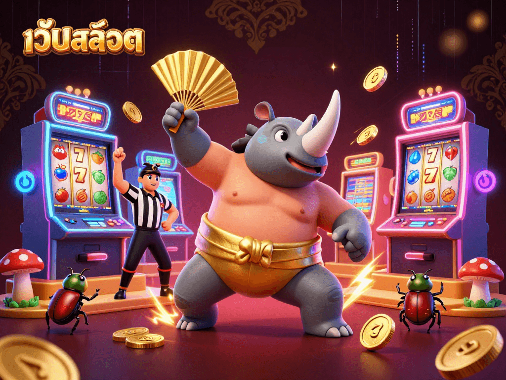 Experience exciting เว็บสล็อต gameplay with dynamic 3D beetle characters and vibrant casino elements.