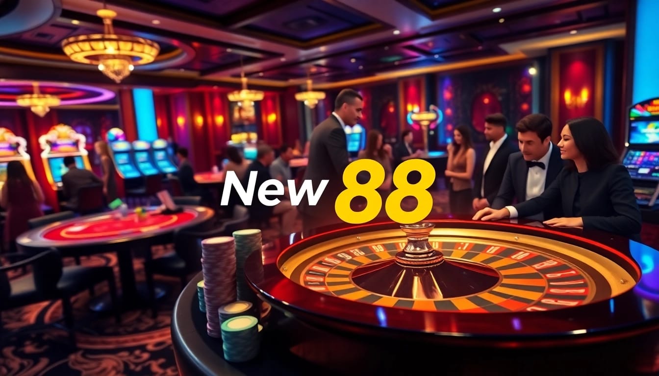 Betting excitement at New 88 casino with vibrant roulette wheel and poker chips.